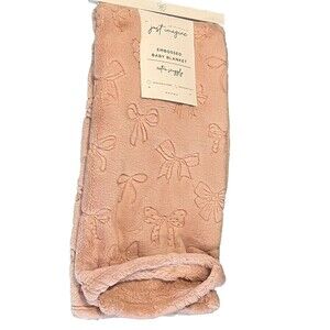 JUST IMAGINE Tiny Bows Rose Embossed Baby Girl Blanket  Pink Soft Fleece New